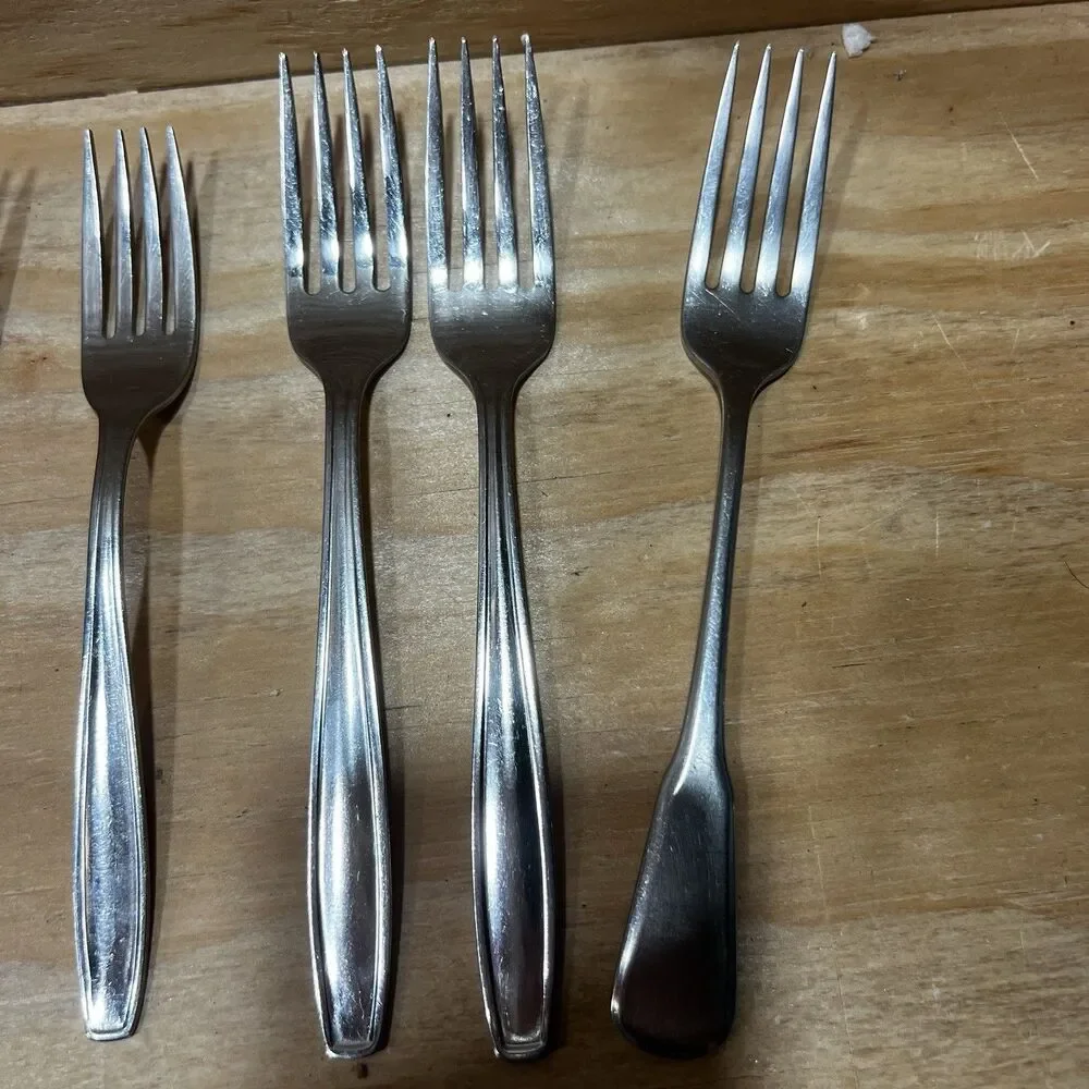 Vintage Oneida Stainless Steel Flatware Mixed 10 Piece Lot Forks Spoons MCM